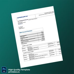 USA Bluebird Bank Statement Template in Word and PDF formats