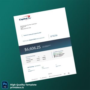 USA Capital One Account Statement Template in Word and PDF formats