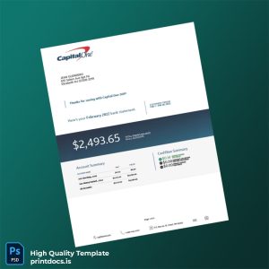 USA Capital One Bank Statement Template in Word and PDF formats