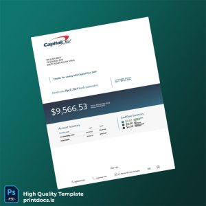 USA Capital One Bank eStatement Template in Word and PDF formats