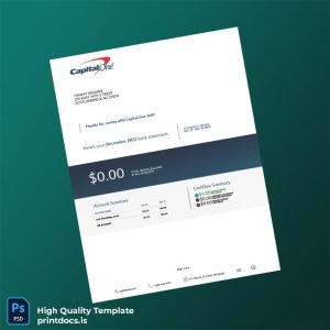 USA Capital One Statement Template in Word and PDF formats