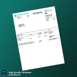 USA Citizens Bank Account Statement Template in Word and PDF formats
