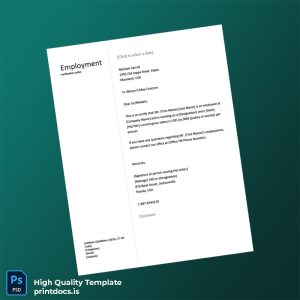 Printable USA Company Name Proof of Employment Letter Template (Word & PDF) Image Preview - PrintDocs