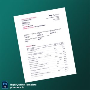 USA Current Bank Statement Template in Word and PDF formats