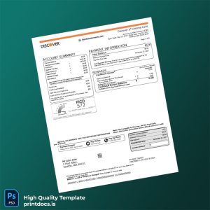 USA Discover Bank Statement Template in Word and PDF formats