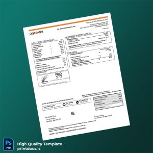 USA Discover Credit Card Statement Template in Word and PDF formats