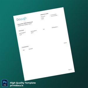 USA Dough Bank Account Statement Template in Word and PDF formats