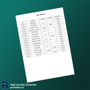 USA Editable Bank Statement Template in Word and PDF formats