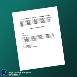 Printable USA Employment Verification Letter Template (Word & PDF) Image Preview - PrintDocs