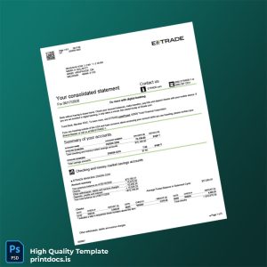 USA Etrade Bank Statement Template in Word and PDF formats