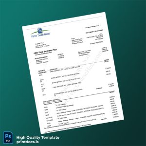 USA Fifth Third Bank Statement Template in Word and PDF formats