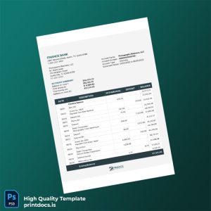 USA Finance Bank Statement Template in Word and PDF formats