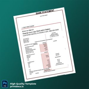 USA First Bank Bank Statement Template in Word and PDF formats