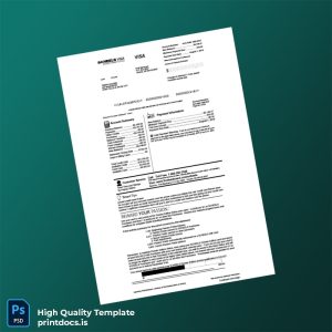 USA First National Bank of Omaha Credit Card Statement Template in Word and PDF formats