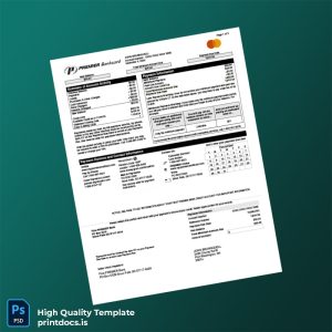 USA First PREMIER Bank Credit Card Statement Template in Word and PDF formats