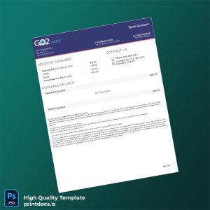 USA Go2bank Bank Statement Template in Word and PDF formats