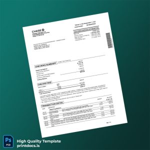 USA JPMorgan Chase Bank Statement Template in Word and PDF formats