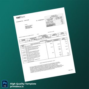 USA M T Bank Statement Template in Word and PDF formats