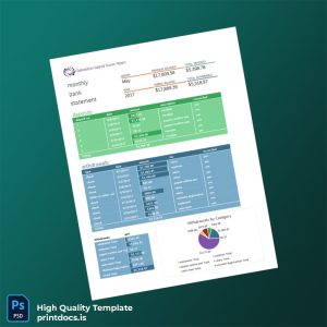 USA Monthly Bank Statement Template in Word and PDF formats
