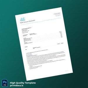 USA Quiskeya Investment LLC Bank Statement Template in Word and PDF formats