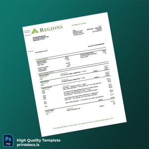 USA Regions Bank Statement Template in Word and PDF formats