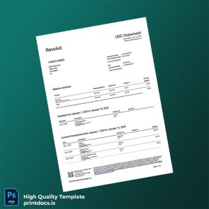 USA Revolut Bank Statement Template in Word and PDF formats