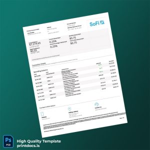 USA SOFI Bank Statement Template in Word and PDF formats