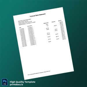 USA Sample National Bank Bank Statement Template in Word and PDF formats