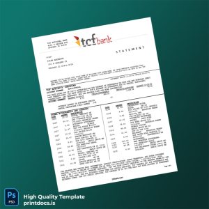 USA TCF Bank Statement Template in Word and PDF formats