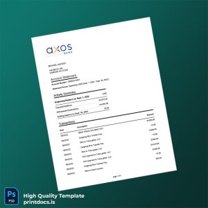 USA The Bancorp Bank Account Statement Template in Word and PDF formats