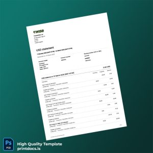 USA TransferWise Ltd Bank Statement Template in Word and PDF formats