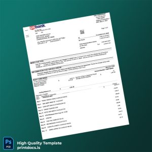 USA U S Bank Bank Statement Template in Word and PDF formats