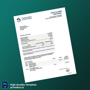 USA USAA Federal Savings Bank Account Statement Template in Word and PDF formats