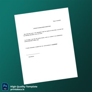 Printable USA Victor Berrios Employment Verification Letter Template (Word & PDF) Image Preview - PrintDocs