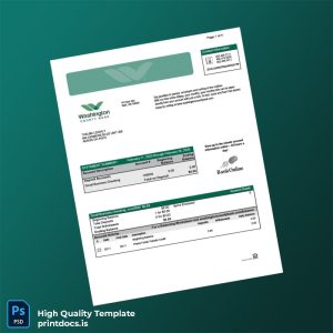 USA Washington County Bank Statement Template in Word and PDF formats