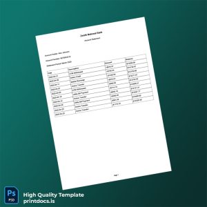 USA Zenith National Bank Account Statement Template in Word and PDF formats