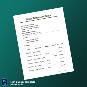 Uganda Bank Of Uganda Bank Statement Template in Word and PDF formats