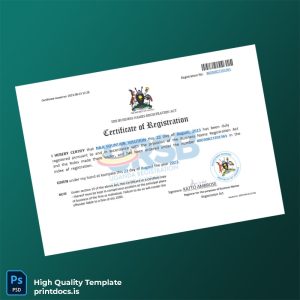 Printable Uganda Business Name Registration Certificate Template (Word & PDF) Image Preview