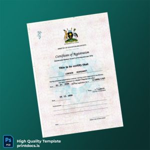 Printable Uganda Ministry of Education Certificate of Registration Template (Word & PDF) Image Preview - PrintDocs