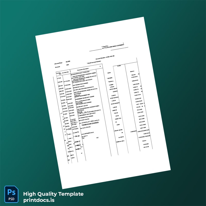 Uganda Stanbic Bank Statement Template in Word and PDF formats page 2