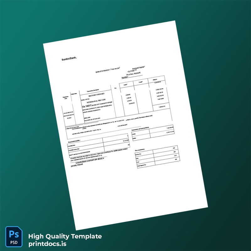 Uganda Stanbic Bank Statement Template in Word and PDF formats page 3