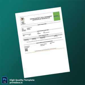 Printable Uganda Tororo District Local Government Registration Certificate Template (Word & PDF) Image Preview - PrintDocs