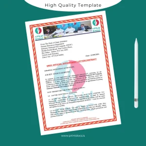 Printable United Arab Emirates ENOC Employment Verification Letter Template (Word & PDF) Image Preview - PrintDocs