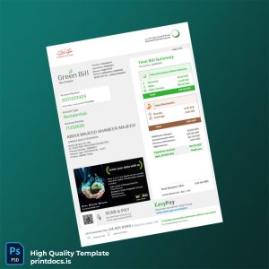 United Arab Emirates Dubai Electricity Water Authority Editable Utility Bill Template in Word and PDF formats