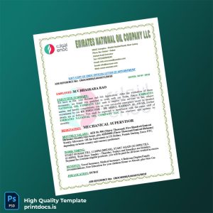 Printable United Arab Emirates Emirates National Oil Company LLC Employment Verification Letter Template (Word & PDF) Image Preview - PrintDocs