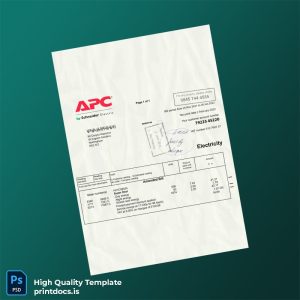United Kingdom APC By Schneider Electric Editable Electricity Bill Template in Word and PDF formats