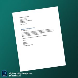 Printable United Kingdom Braun McCullough and Hill Employment Verification Letter Template (Word & PDF) Image Preview - PrintDocs