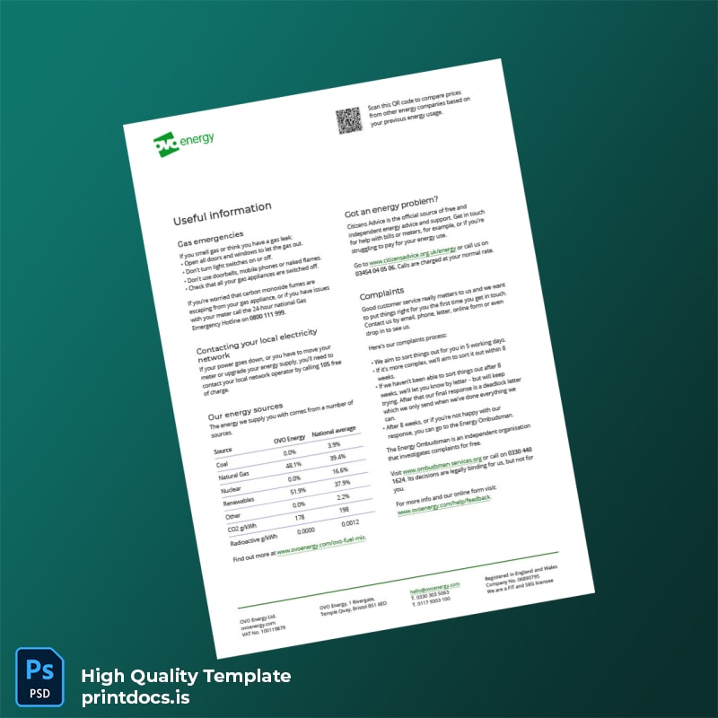 United Kingdom E ON Energy Editable Utility Bill Template in Word and PDF formats page 4