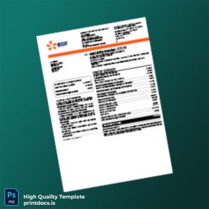 United Kingdom EDF Energy Editable Electricity Bill Template in Word and PDF formats
