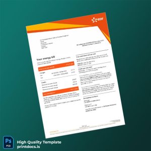 United Kingdom EDF Energy Editable Utility Bill Template in Word and PDF formats